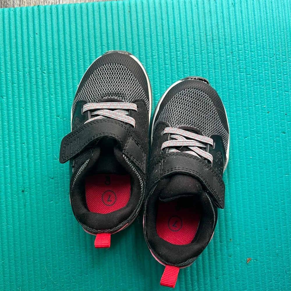 Black and Pink Velcro Strap Sneakers for Active Comfort